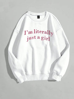 New In Just A Girl Letter Graphic Print Women's Sweatshirts