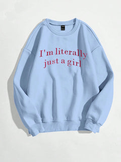 New In Just A Girl Letter Graphic Print Women's Sweatshirts