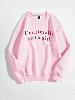 New In Just A Girl Letter Graphic Print Women's Sweatshirts