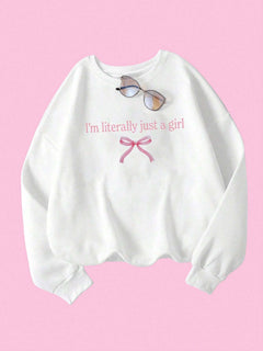 New In Just A Girl Letter Graphic Print Women's Sweatshirts